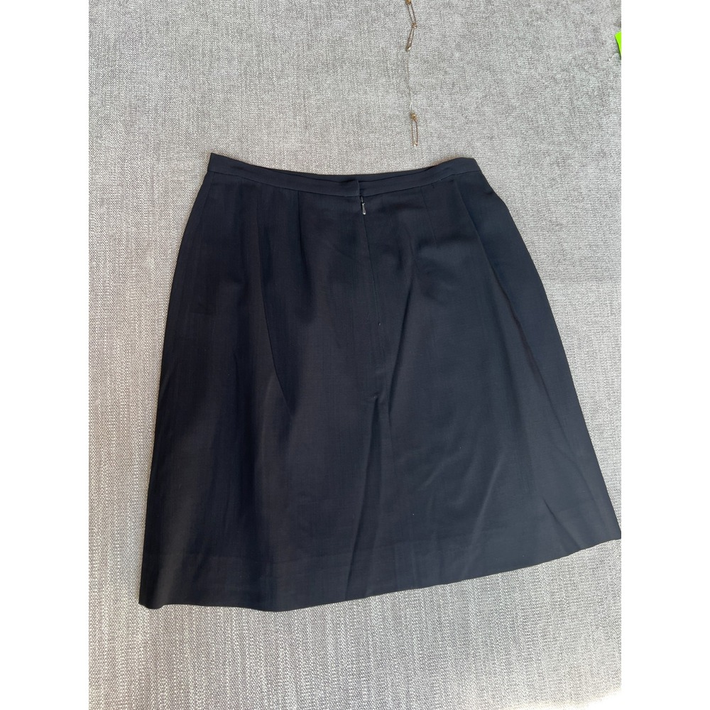 Vintage DKNY Donna Karan NY Pencil Skirt Womens 10 Black Pure Wool Front Slit
